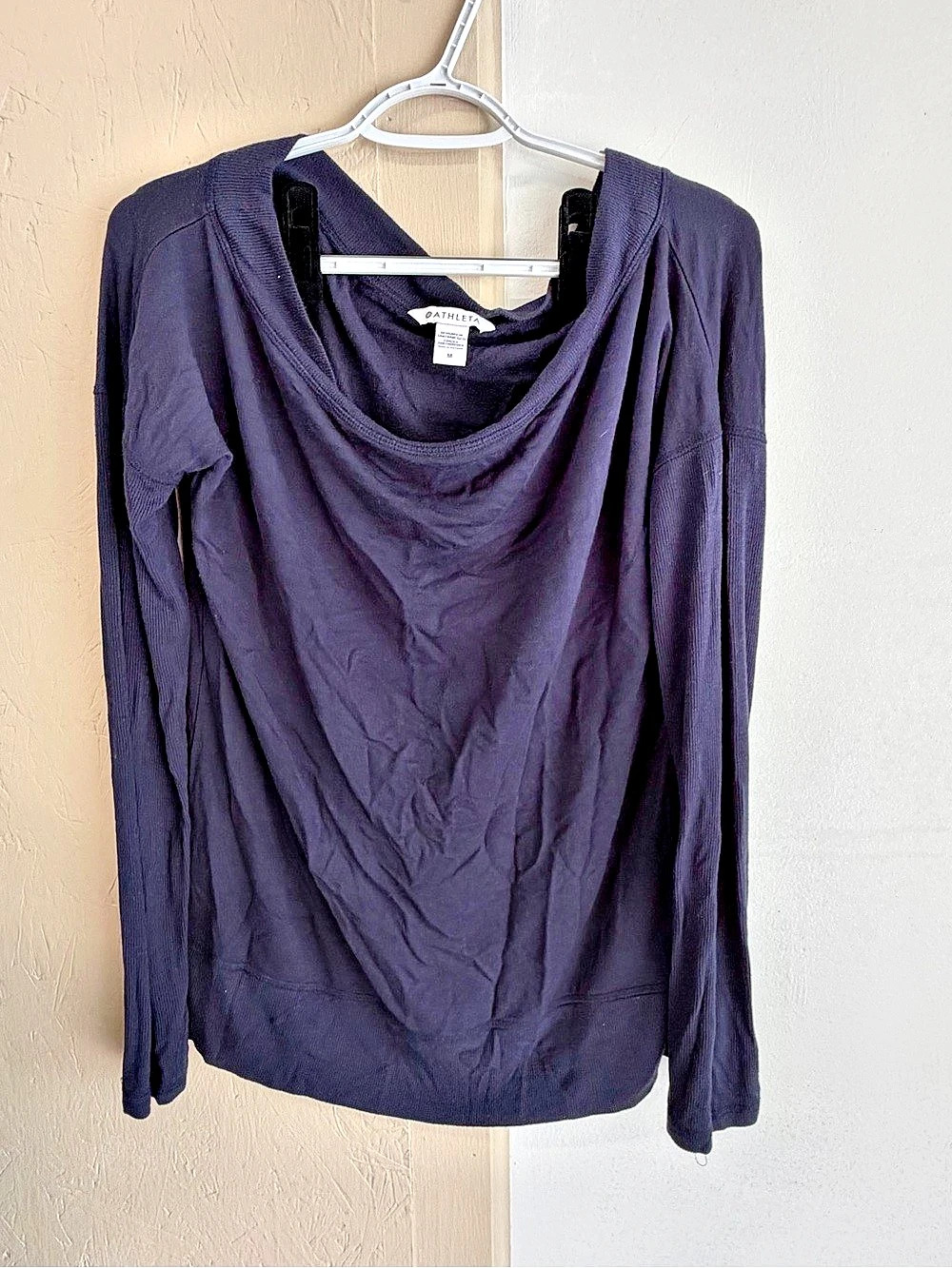 Athleta Airy Cotton Terry Boat Neck Sweatshirt Purple Medium